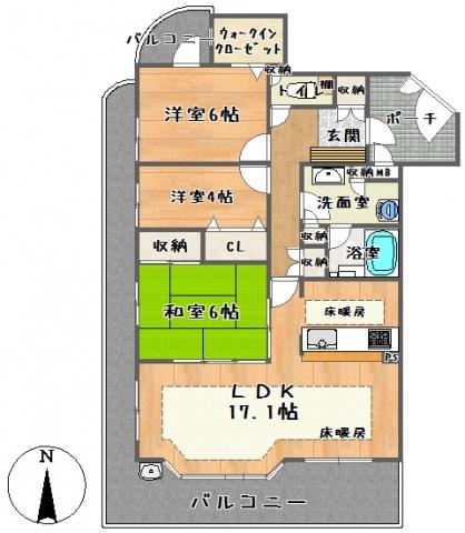 Floor plan. 3LDK, Price 22.6 million yen, Occupied area 76.81 sq m