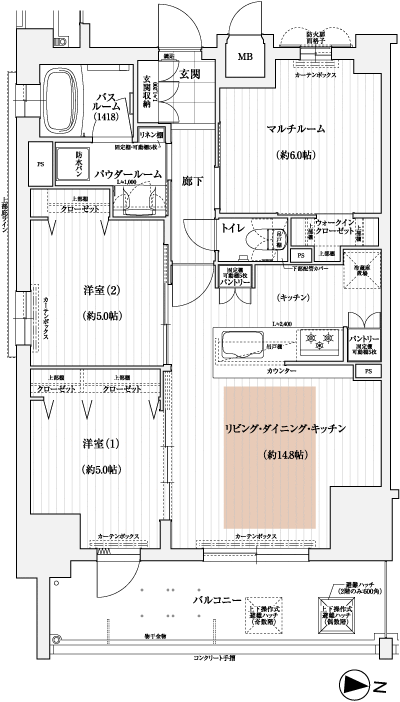 Floor: 2LDK + M + WIC, the occupied area: 68.12 sq m, Price: 26,980,000 yen