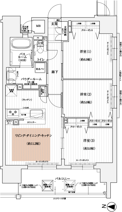 Floor: 3LDK, occupied area: 63.74 sq m, Price: 26,880,000 yen