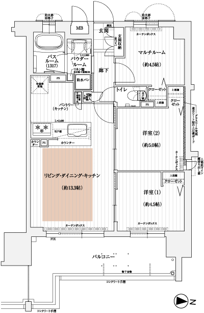 Floor: 2LDK + M, the occupied area: 58.18 sq m, Price: 24,180,000 yen