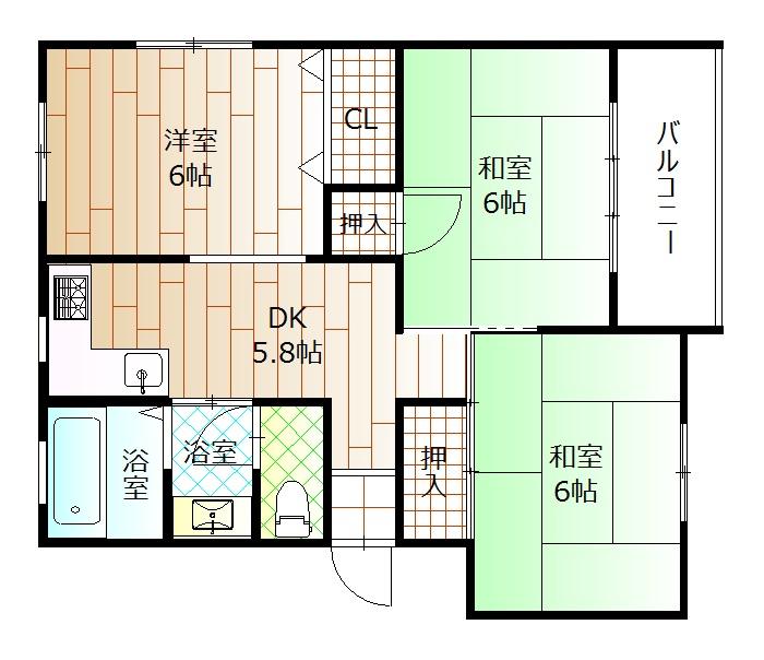 Floor plan. 3DK, Price 8.5 million yen, Occupied area 54.48 sq m , Balcony area 5 sq m