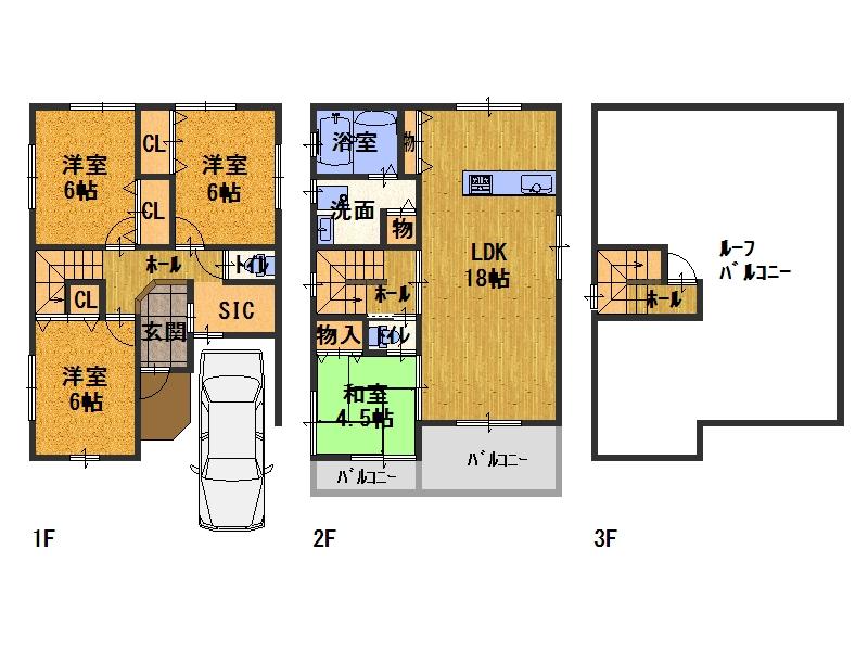 Floor plan. 25,800,000 yen, 4LDK, Land area 89.5 sq m , Building area 104.08 sq m
