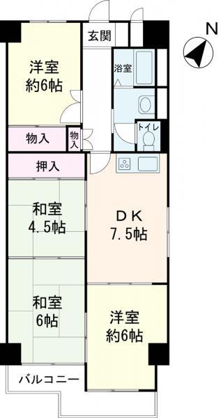 Floor plan. 4DK, Price 17.8 million yen, Occupied area 69.34 sq m , Balcony area 7.47 sq m
