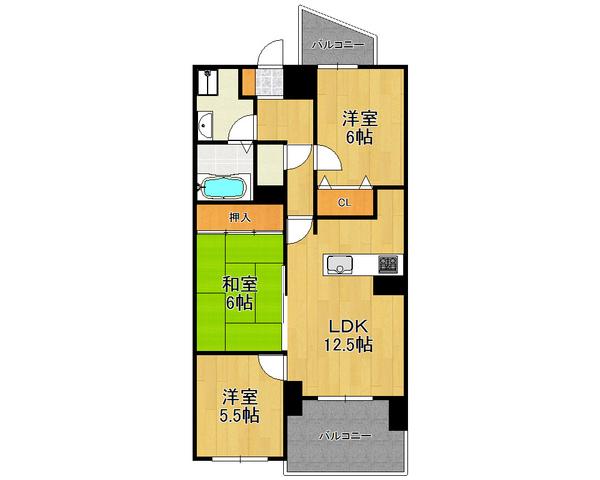 Floor plan. 3LDK, Price 19.5 million yen, Occupied area 64.87 sq m , Balcony area 9.16 sq m   [Immediate Available] Certainly once please preview!