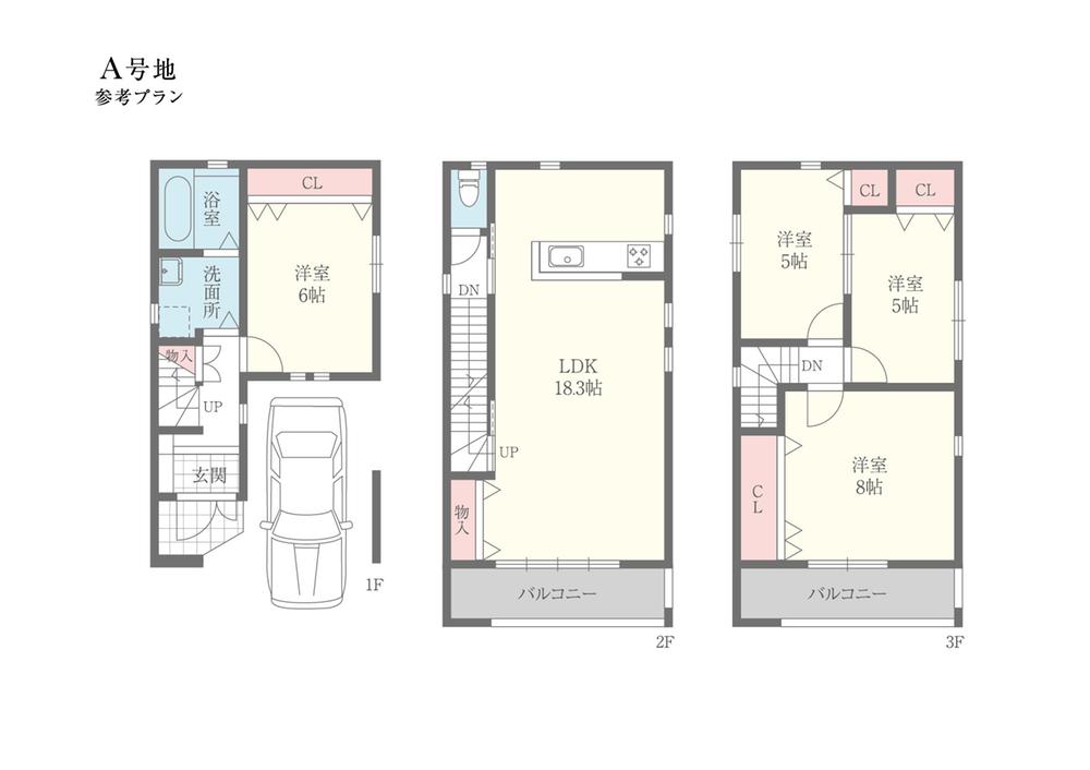 Building plan example (floor plan). Building plan example (A No. land) Building price 14.7 million yen, Building area 96.79 sq m (not including the garage area)
