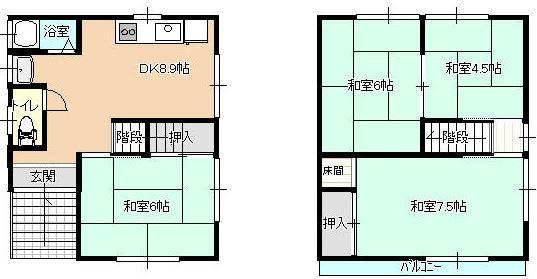Floor plan. 8.8 million yen, 4DK, Land area 42.6 sq m , Building area 93.5 sq m