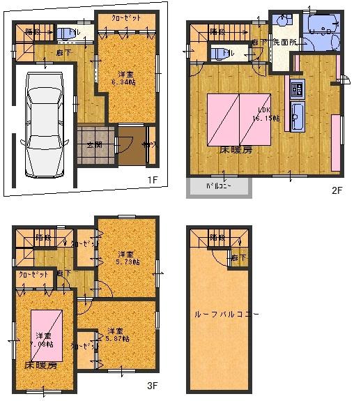 Floor plan. 32,300,000 yen, 4LDK, Land area 55.81 sq m , Building area 122.2 sq m
