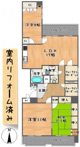 Floor plan. 3LDK, Price 18,800,000 yen, Footprint 113.08 sq m , Balcony area 10.53 sq m