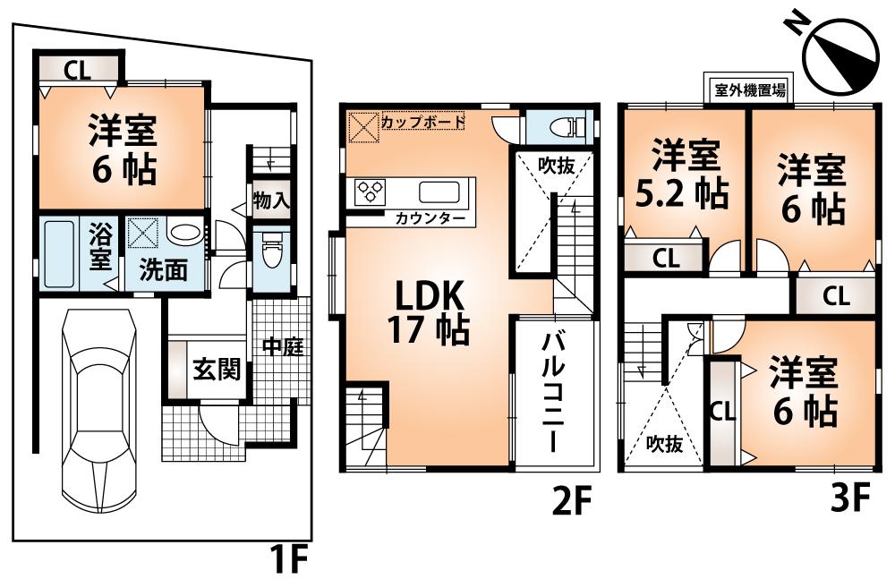 Floor plan. (No. 6 locations), Price 35,500,000 yen, 4LDK, Land area 66.13 sq m , Building area 113.72 sq m