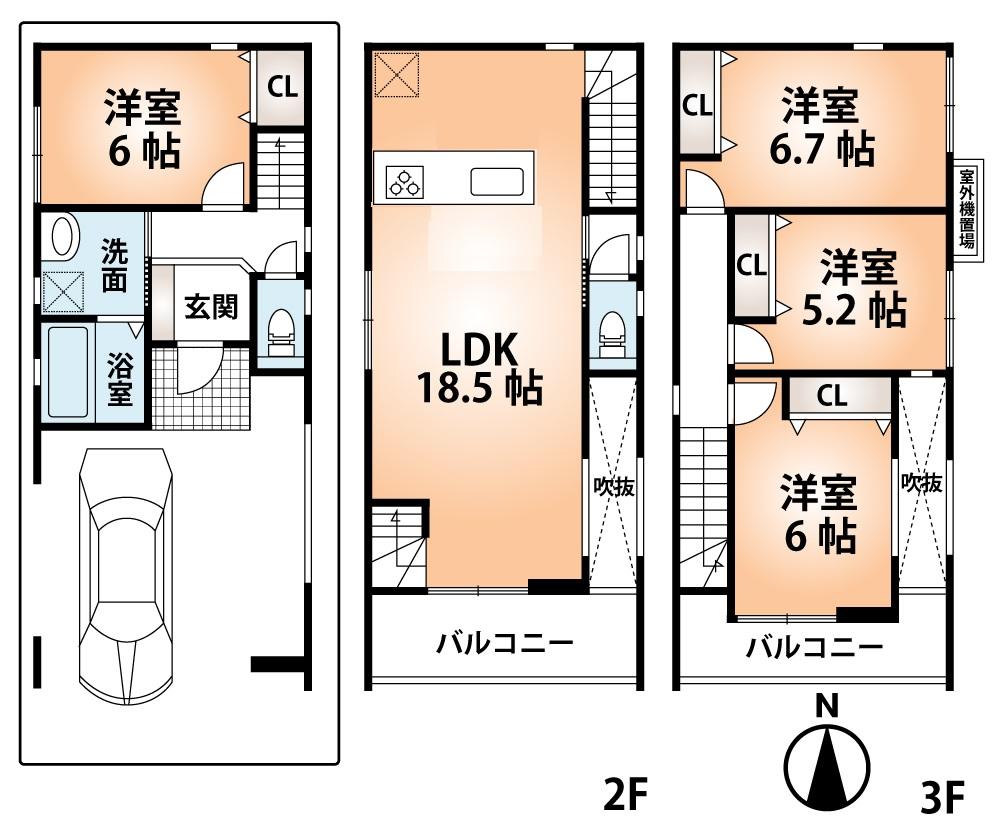 Floor plan. (No. 9 locations), Price 35,900,000 yen, 4LDK, Land area 66.08 sq m , Building area 119.75 sq m