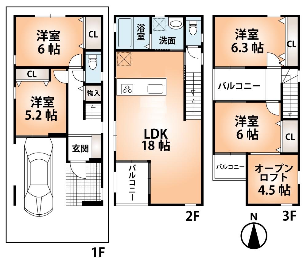Floor plan. (No. 11 locations), Price 35,900,000 yen, 4LDK, Land area 66.09 sq m , Building area 120.41 sq m