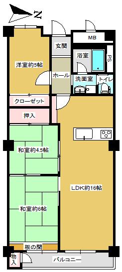 Floor plan. 3LDK, Price 13.8 million yen, Footprint 73.1 sq m , Balcony area 6.9 sq m interior renovation completed