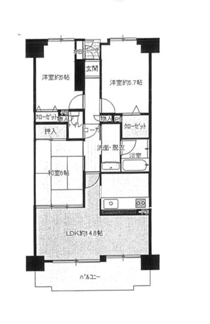 Floor plan. 3LDK, Price 19.9 million yen, Occupied area 69.28 sq m , Balcony area 9.78 sq m
