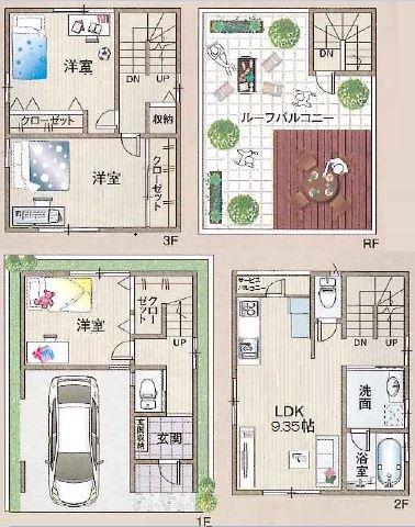 Floor plan. 29,800,000 yen, 3LDK, Land area 40.4 sq m , Building area 93.17 sq m popular rooftop Sky balcony plan