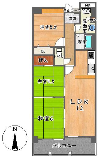 Floor plan. 3LDK, Price 16.8 million yen, Footprint 60.9 sq m , Balcony area 8.4 sq m