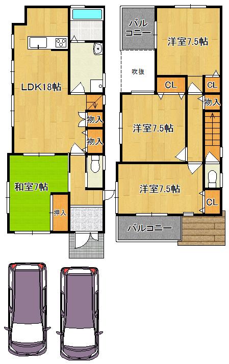 Floor plan. (No. 1 point), Price 42,800,000 yen, 4LDK, Land area 108.84 sq m , Building area 109.41 sq m