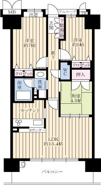 Floor plan. 3LDK, Price 26,800,000 yen, Occupied area 70.06 sq m , Barrier-free design of the balcony area 11.97 sq m peace of mind. With gas floor heating in the living! Is 3LDK of each room with storage