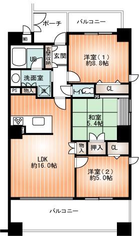 Floor plan. 3LDK, Price 24,800,000 yen, Occupied area 68.32 sq m , It is very sunny property with balcony area 17.92 sq m each room lighting!