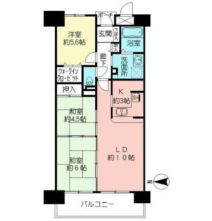 Floor plan. 3LDK, Price 14.8 million yen, Footprint 64.3 sq m , It is a turnkey OK per balcony area 8.4 sq m vacant house!
