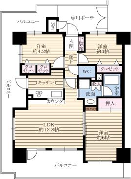 Floor plan. 3LDK, Price 17.5 million yen, Occupied area 60.01 sq m , Balcony area 30.21 sq m