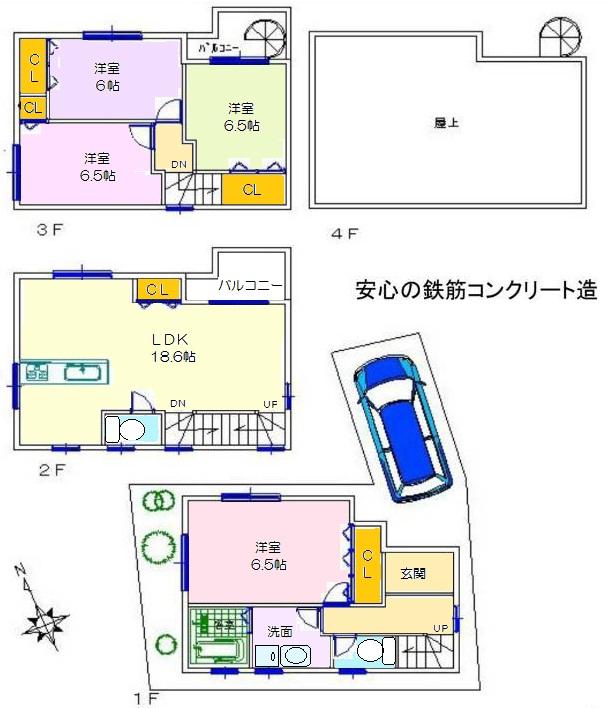 Floor plan. 25,800,000 yen, 4LDK, Land area 71.59 sq m , Building area 113.47 sq m