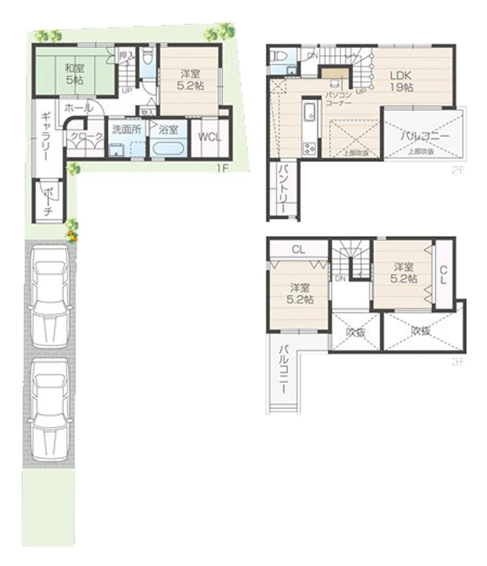 Floor plan. (No. 6 locations), Price 36,600,000 yen, 4LDK, Land area 98.99 sq m , Building area 109.48 sq m