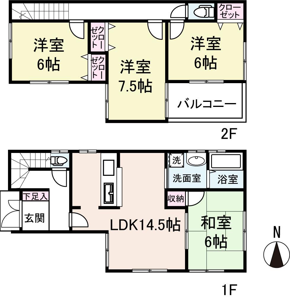 Floor plan. (No. 5 locations), Price 26,800,000 yen, 4LDK, Land area 85.48 sq m , Building area 93.15 sq m