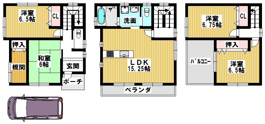 Floor plan. 26,800,000 yen, 4LDK, Land area 70.19 sq m , Building area 102.86 sq m