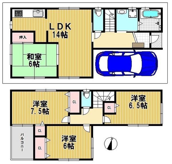 Floor plan. (No. 3 locations), Price 28.8 million yen, 4LDK, Land area 85.36 sq m , Building area 93.96 sq m