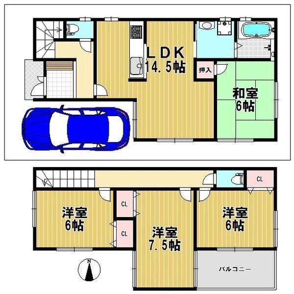 Floor plan. (No. 5 locations), Price 27,800,000 yen, 4LDK, Land area 85.48 sq m , Building area 93.15 sq m