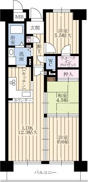 Floor plan. 3LDK, Price 18.3 million yen, Occupied area 62.09 sq m , Balcony area 8.1 sq m 2013 May interior completely renovated already! Per sun & views & ventilation good!