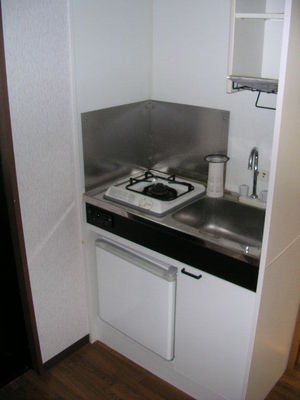 Kitchen. Gasukitchin, With mini fridge. 