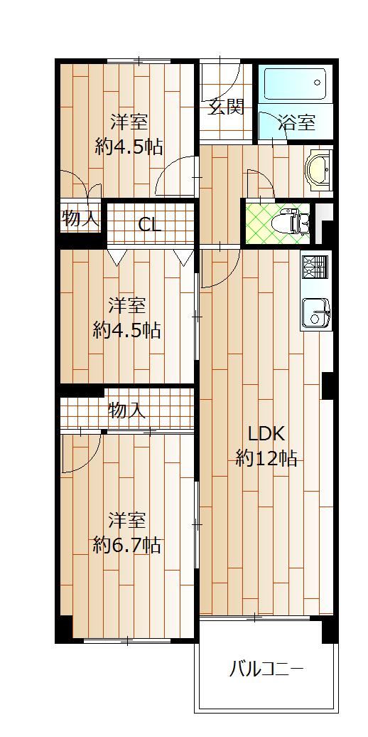 Floor plan. 3LDK, Price 9.9 million yen, Footprint 60.9 sq m , It was completed balcony area 7.94 sq m over the entire surface renovation! ! The room is shiny (^^)