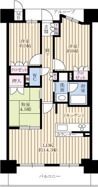 Floor plan. 3LDK, Price 22,800,000 yen, Footprint 65.1 sq m , Balcony area 8.84 sq m south-facing