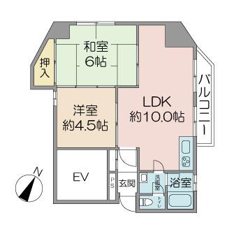 Floor plan. 2LDK, Price 8.3 million yen, Occupied area 47.79 sq m , Balcony area 6.3 sq m