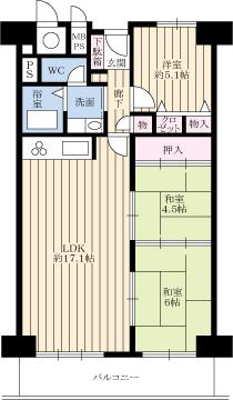 Floor plan. 3LDK, Price 12.8 million yen, Occupied area 72.39 sq m , Balcony area 9.09 sq m