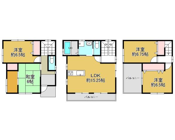 Floor plan. 25,900,000 yen, 4LDK, Land area 70.19 sq m , Building area 102.86 sq m all room 6 tatami mats or more, 4LDK and spacious