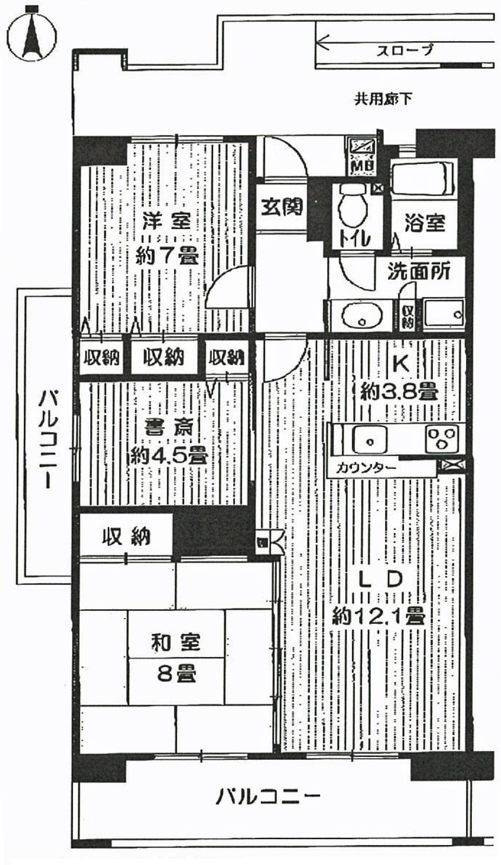 Floor plan. 2LDK + S (storeroom), Price 24,800,000 yen, Occupied area 80.33 sq m , Balcony area 15.7 sq m