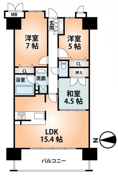 Floor plan. 3LDK, Price 26,800,000 yen, Occupied area 70.06 sq m , Balcony area 11.97 sq m   ■ Mato drawings ■  Living has secured 15 Pledge. It has achieved a large space in the Japanese and Tsuzukiai.