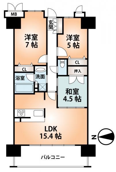 Floor plan. 3LDK, Price 26,800,000 yen, Occupied area 70.06 sq m , Balcony area 11.97 sq m ■ Mato drawings ■ Living has secured 15 Pledge. It has achieved a large space in the Japanese and Tsuzukiai.