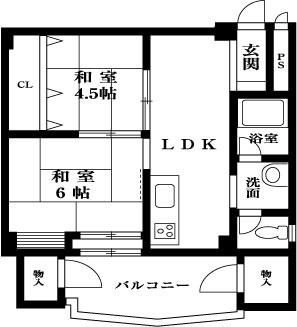 Floor plan. 2LDK, Price 7.9 million yen, Occupied area 45.92 sq m , Balcony area 6.93 sq m