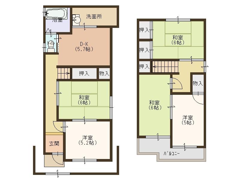 Floor plan. 9.8 million yen, 5DK, Land area 66.02 sq m , It is a building area of ​​76.74 sq m living easy home! 