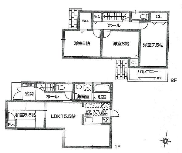 Floor plan. 23.8 million yen, 4LDK, Land area 94.83 sq m , Building area 95.58 sq m flow line is well livable floor plan.