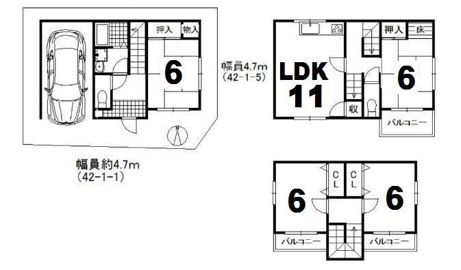 Floor plan. 16.4 million yen, 4LDK, Land area 66 sq m , Building area 105.93 sq m