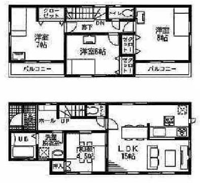 Floor plan. (Building 2), Price 24,800,000 yen, 4LDK, Land area 110.01 sq m , Building area 96.88 sq m