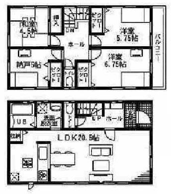 Floor plan. (3 Building), Price 24,800,000 yen, 3LDK+S, Land area 129.09 sq m , Building area 102.68 sq m