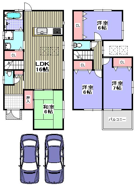 Floor plan. Price 25,800,000 yen, 4LDK, Land area 120.96 sq m , Building area 94.77 sq m