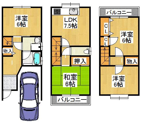 Floor plan. 8.9 million yen, 4DK, Land area 43.3 sq m , Building area 80.32 sq m