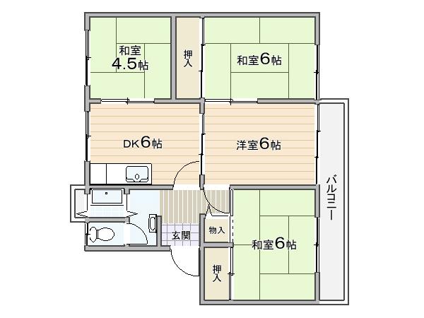 Floor plan. 4DK, Price 5.8 million yen, Occupied area 64.06 sq m