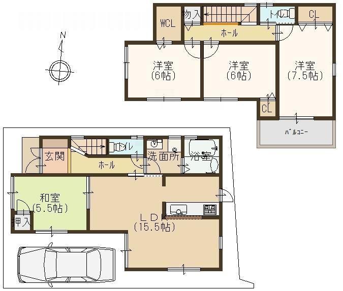 Floor plan. 23.8 million yen, 4LDK, Land area 94.83 sq m , Is a floor plan that has become a building area of ​​95.58 sq m popular face-to-face kitchen